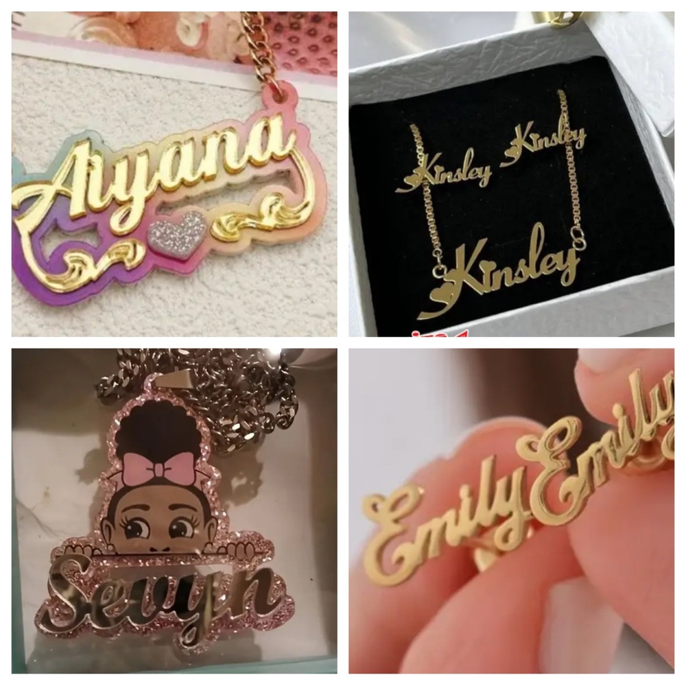 Gold and Pink Personalized Name Necklace